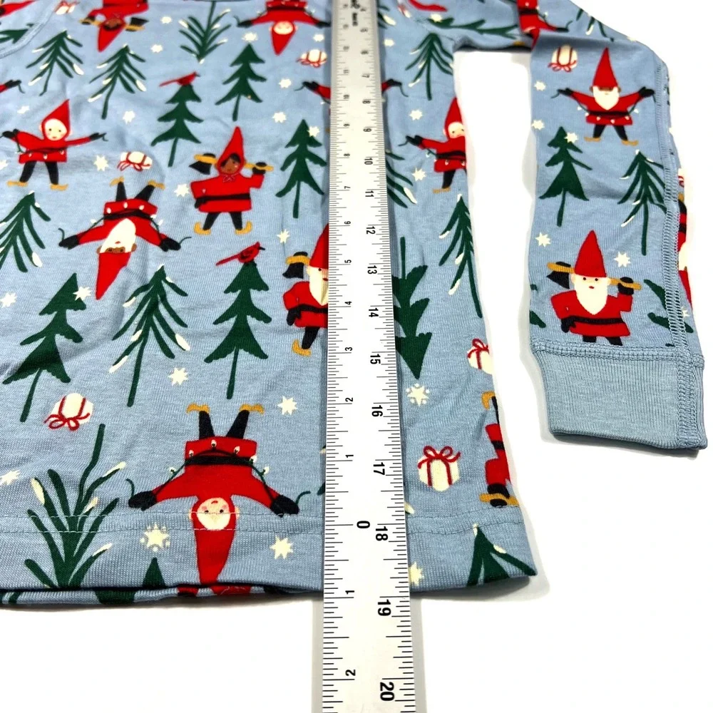 Hanna Andersson Holiday Harvest Gnomes Pajamas Set Blue Organic Cotton Kids 6-7
